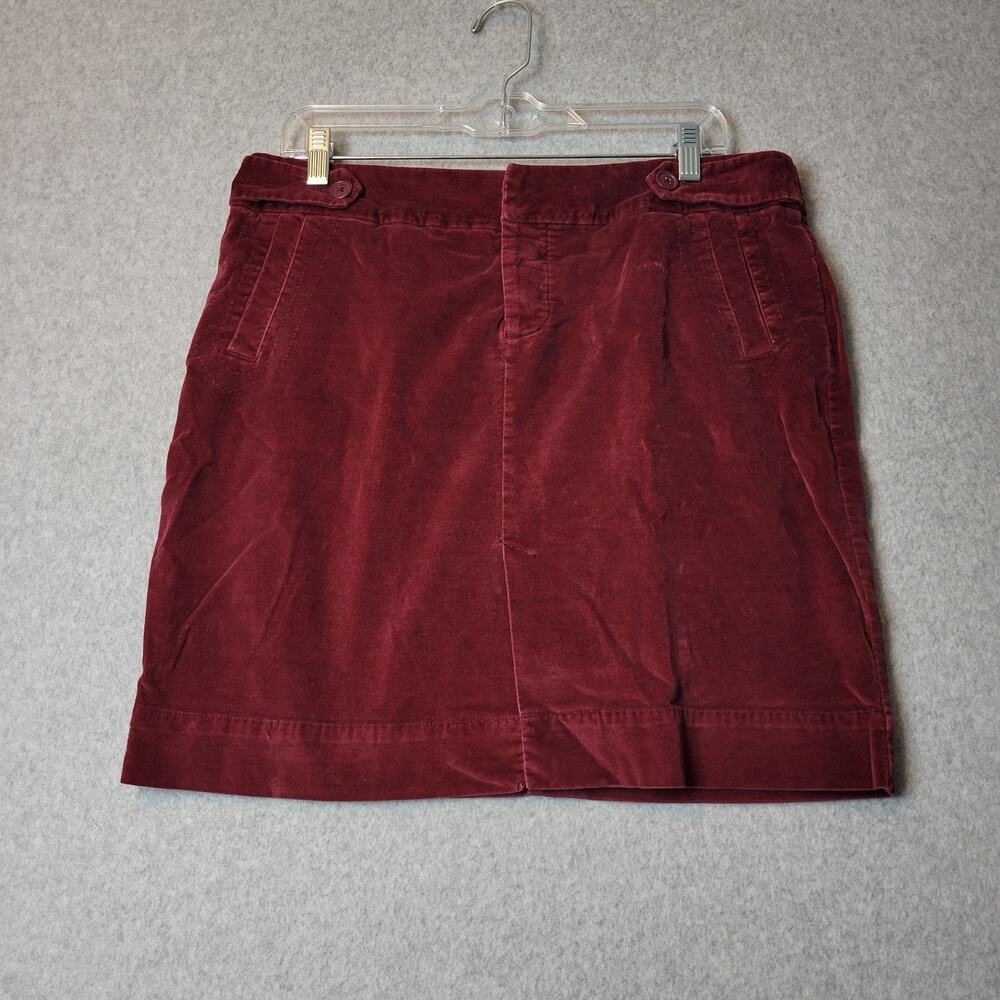Y2K American Eagle Red Velour Pencil Mini Skirt Women's 10 Adjustable Waist